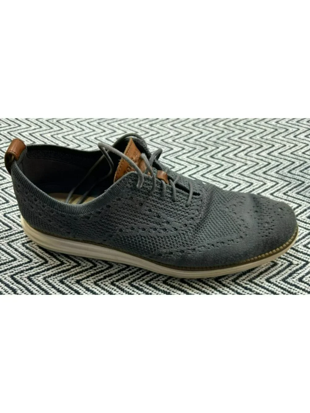 Cole Haan Mens Original Grand Wingtip Oxfords Gray Knit US 11 Lightweight Pre-Ow